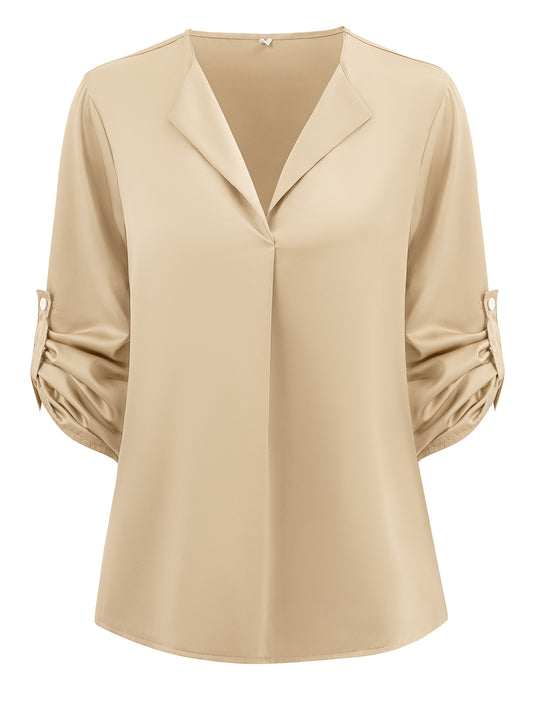 Haut Décontracté à Manches Longues – Col V & Coupe Ample