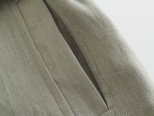 Ensemble Gilet Lin Ceinturé – Style Urbain Élégant