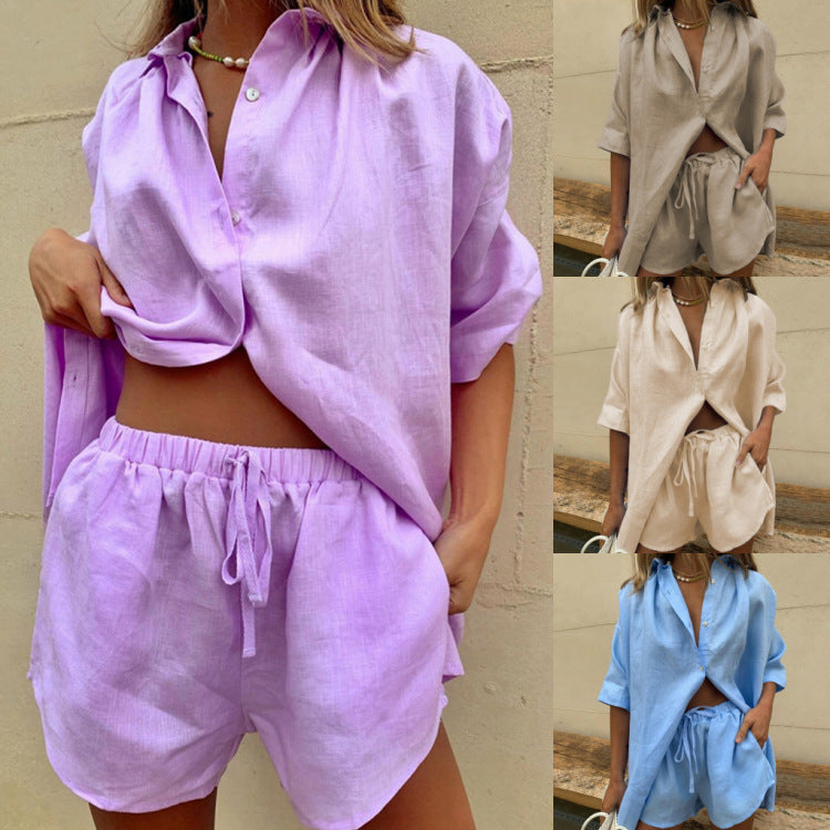 🌴 Ensemble Chemise & Short à Jambe Large – Fraîcheur Décontractée et Élégance Légère